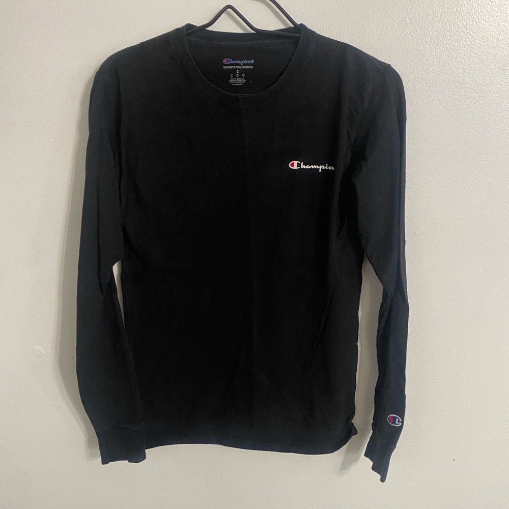 Champion Black Long Sleeve Tee Athletic Style